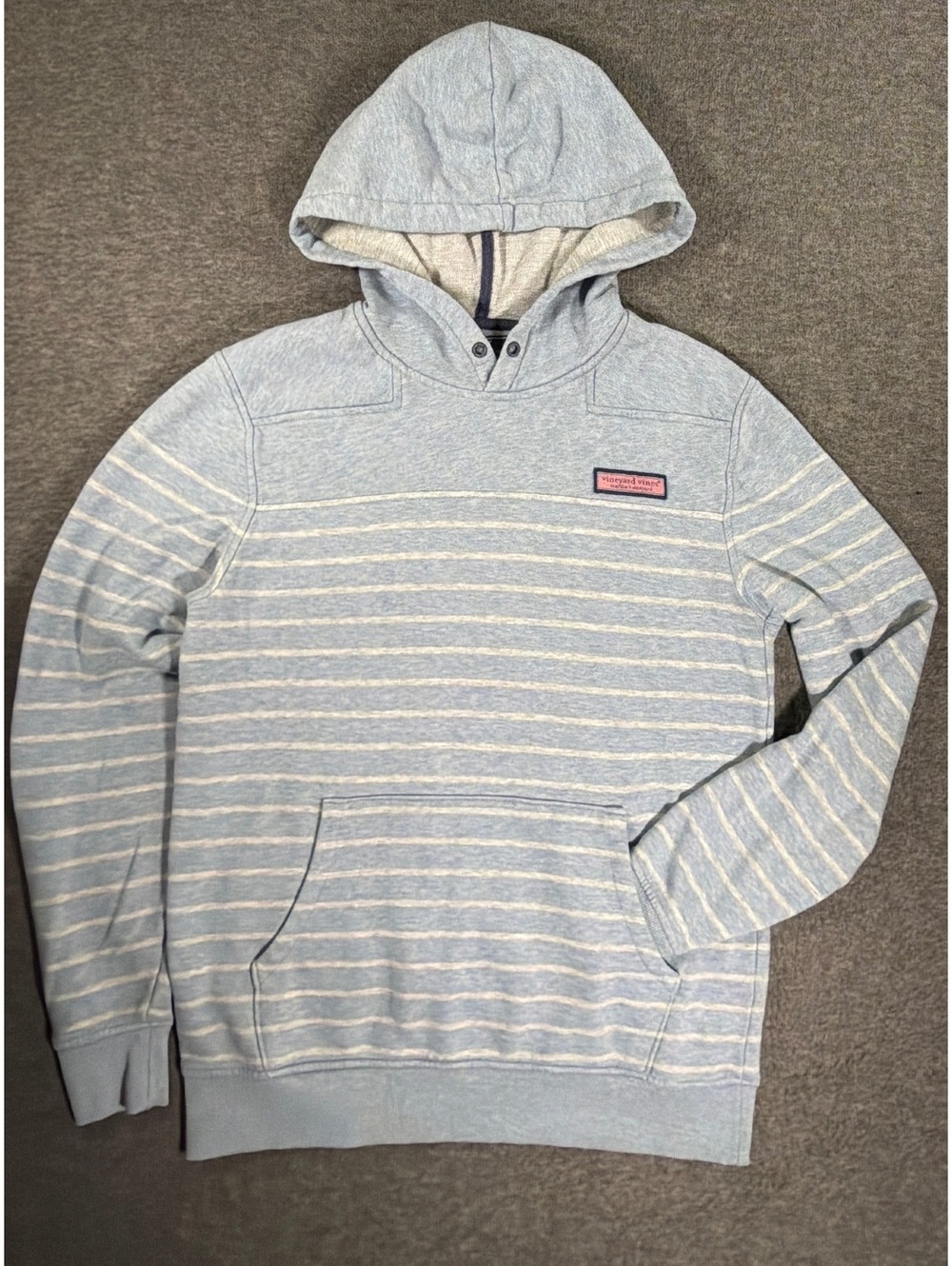 Vineyard Vines Martha's Vineyard Light Blue White Striped Hoodie Sweatshirt S
